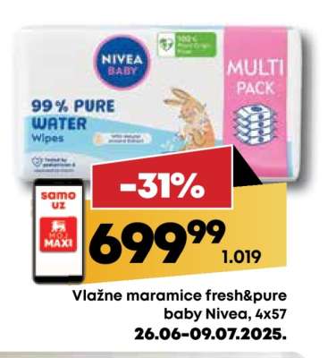 Vlažne maramice fresh&pure baby Nivea 4x57
