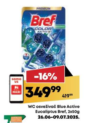 WC osveživač Blue Active Eucalyptus Bref, 2x50g
