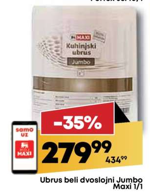 Ubrus beli dvoslojni Jumbo Maxi 1/1