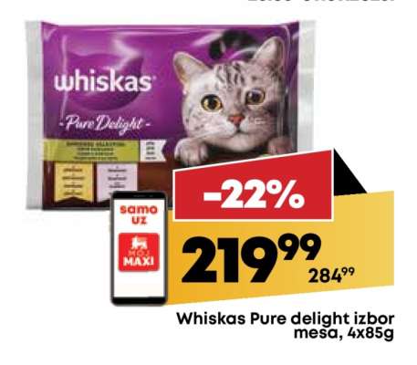 Whiskas Pure delight izbor mesa, 4x85g