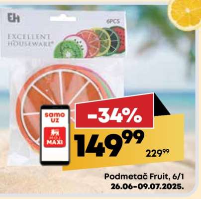 Podmetač Fruit, 6/1