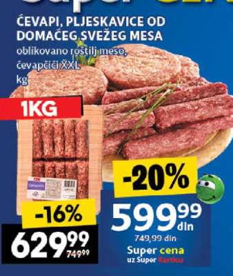 ĆEVAPI PLJESKAVICE OD DOMAĆEG SVEŽEG MESA