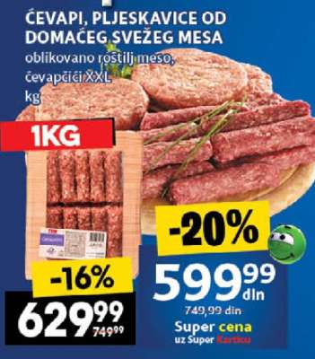 ĆEVAPI PLJESKAVICE OD DOMAĆEG SVEŽEG MESA