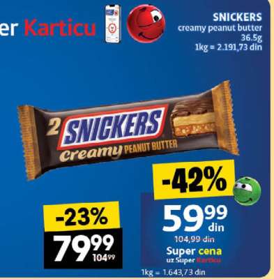 SNICKERS creamy peanut butter