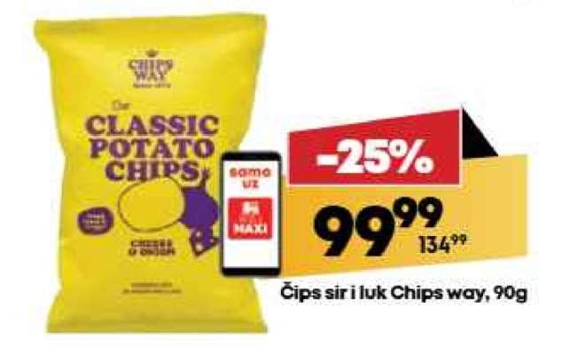 Čips sir i luk Chips Way, 90g