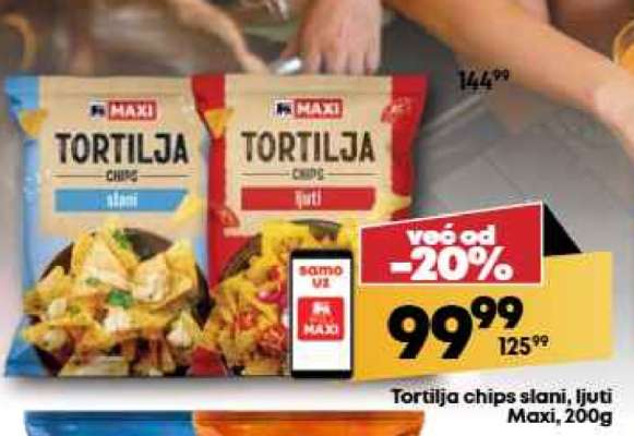 Tortilja chips slani, ljuti Maxi, 200g