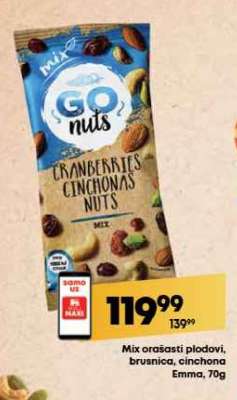 Mix orašasti plodovi, brusnica, cinchona Emma, 70g