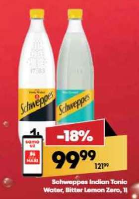 Schweppes Indian Tonic Water, Bitter Lemon Zero, 1l