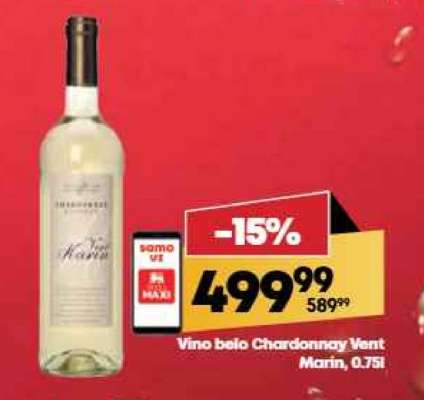 Vino belo Chardonnay Vent Marin , 0.75l