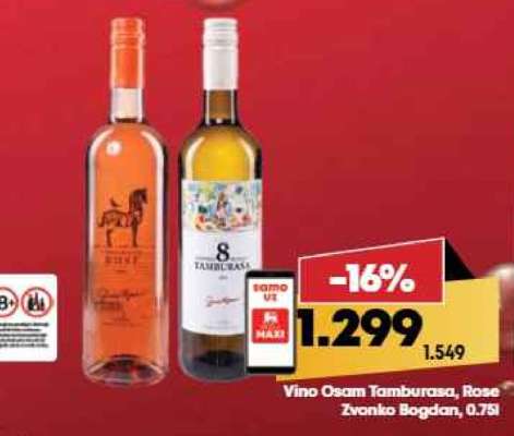 Vino Osam Tamburasa, Rose Zvonko Bogdan, 0.75l