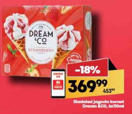 Sladoled jagoda kornet Dream&Co, 6x110ml