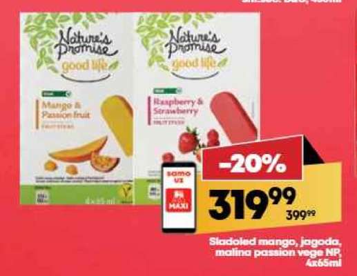 Sladoled mango, jagoda, malina passion vege NP, 4x65ml
