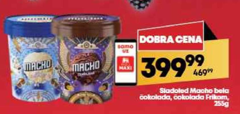 Sladoled Macho bela čokolada čokolada Frikom , 255g