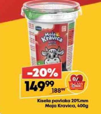Kisela pavlaka 20 % mm Moja kravica 400g