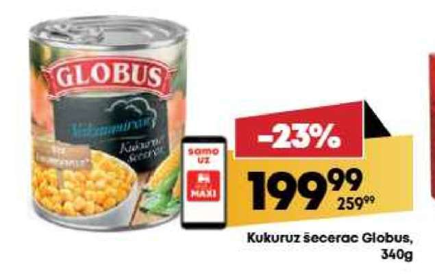 Kukuruz šećerac Globus, 340g