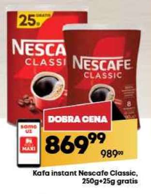 Kafa instant Nescafe Classic, 250g+25g gratis