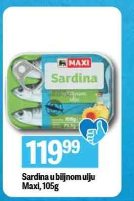 Sardina u biljnom ulju Maxi, 105g