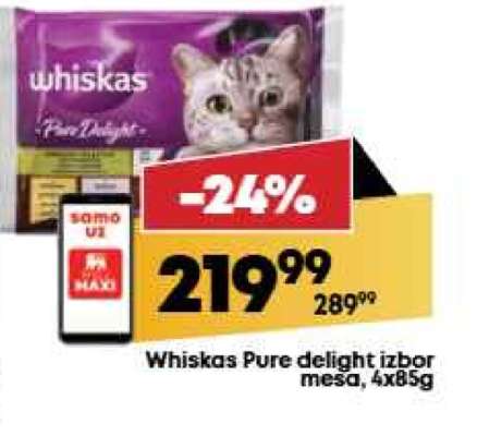 Whiskas Pure delight izbor mesa, 4x85g
