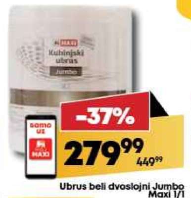 Ubrus beli dvoslojni Jumbo Maxi 1/1