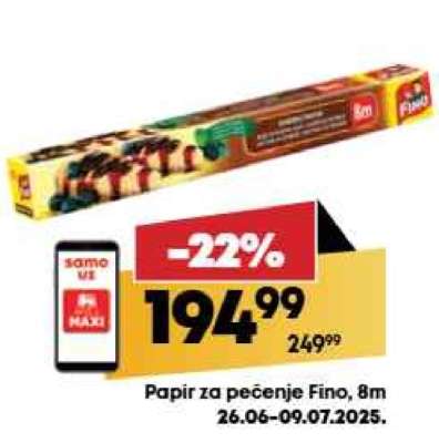Papir za pečenje Fino 8m