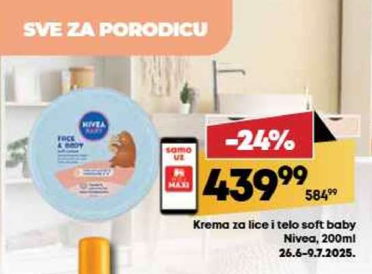 Krema za lice i telo soft baby Nivea, 200ml