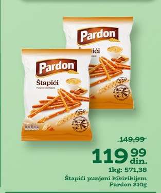 Štapići punjeni kikirikijem Pardon , 210g