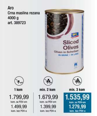 Aro Crna maslina rezana 4000 g