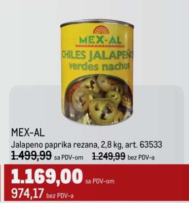 MEX-AL Jalapeno paprika rezana