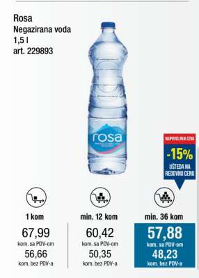 Rosa Negazirana voda 1,5 l