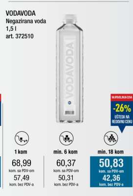 VODAVODA Negazirana voda 1,5 l