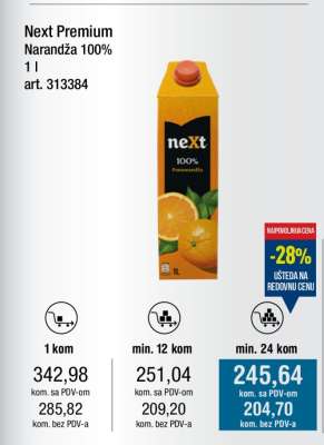 Next Premium Narandža 100% 1 l
