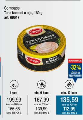 Compass Tuna komadi u ulju, 160 g