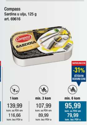 Compass Sardina u ulju, 125 g