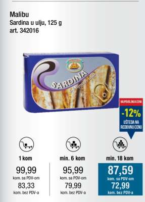 Malibu Sardina u ulju, 125 g