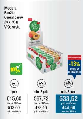 Medela Bonžita Cereal barovi 25 x 20 g