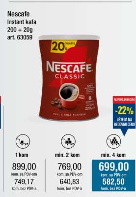 Nescafe Instant kafa 200 + 20g