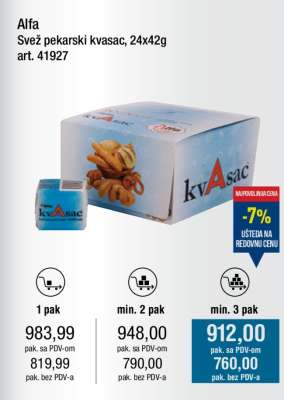 Alfa Svež pekarski kvasac, 24x42g