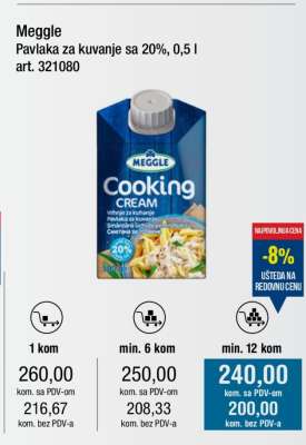 Meggle Pavlaka za kuvanje sa 20%, 0,5 l