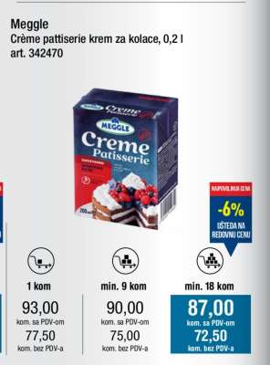 Meggle Crème patisserie krem za kolace, 0,2 l