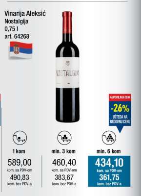 Vinarija Aleksić Nostalgija 0,75 l