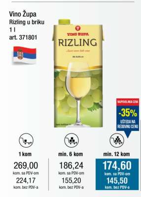 Vino Župa Rizling u briku 1 l