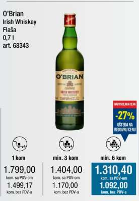 O’Brian Irish Whiskey Flaša 0,7 l