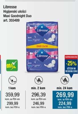 Libresse Higijenski ulošci Maxi Goodnight Duo