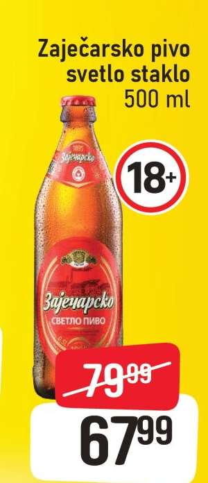 Zaječarsko pivo svetlo staklo 500 ml