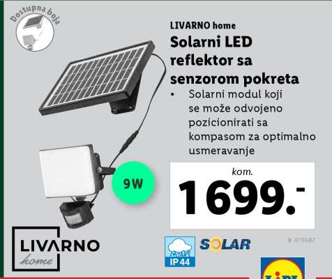 Solarni LED reflektor sa senzorom pokreta