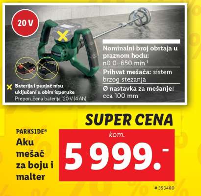 PARKSIDE Aku mešač za boju i malter