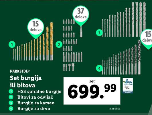 Set burgija ili bitova
