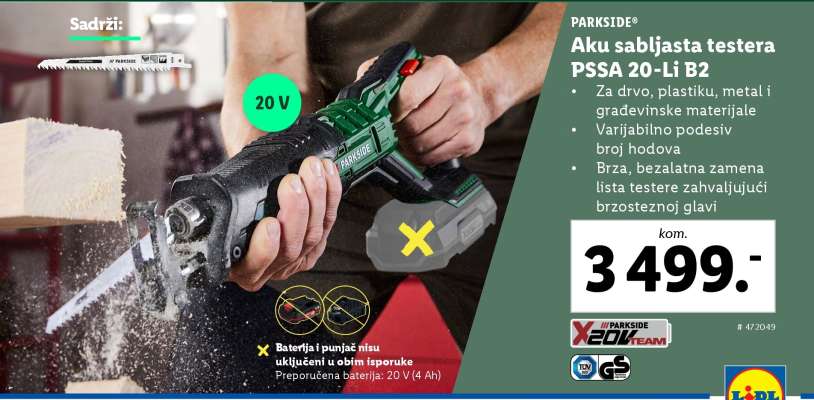 Aku sabljasta testera PSSA 20-Li B2