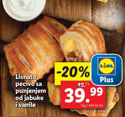 Lisnato pecivo sa punjenjem od jabuke i vanile