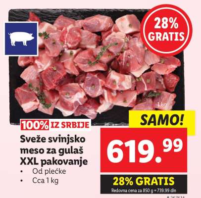 Sveže svinjsko meso za gulaš XXL pakovanje